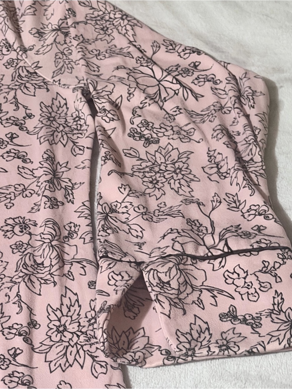 Thalia Sodi Pink Floral Button-Front Sleep Shirt with Contrast Piping - Picture 4 of 7